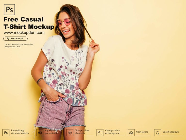 Free Casual T-Shirt Mockup PSD Template