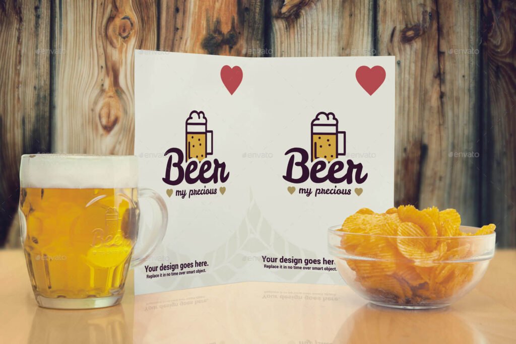 Chips and Beer Bottle Design Combo in PSD: