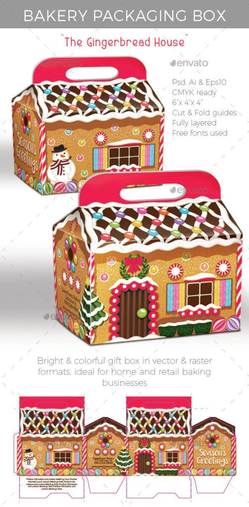 Christmas Theme Cake And Pastry Box Mockup