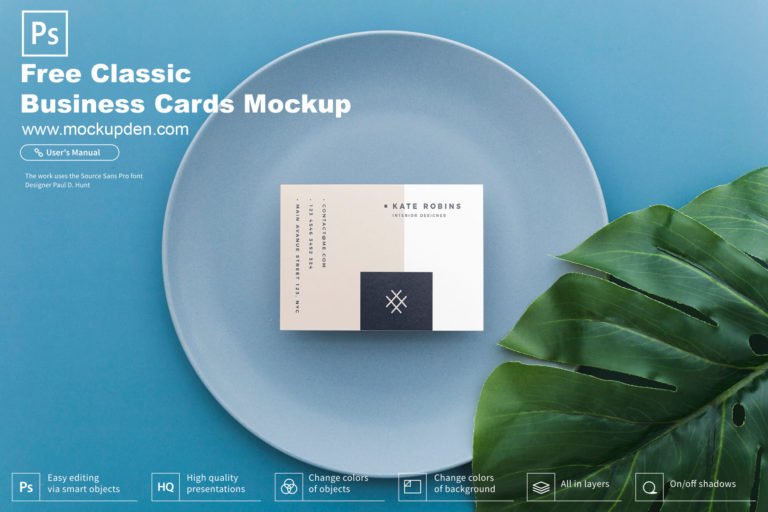 Free Classic Business Card Mockup PSD Template