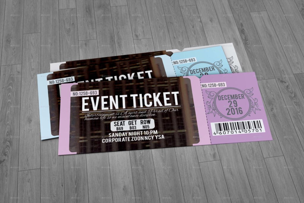 Clean Event Ticket PSD Mockup