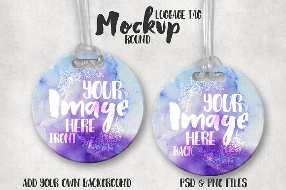 Clean background Round Luggage Tag Mockup