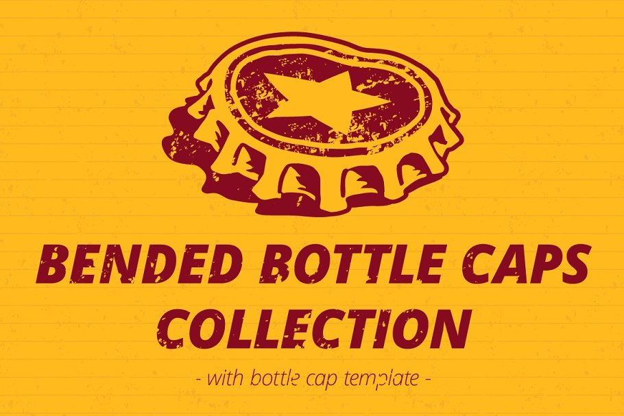 Collection Of Bended Bottle Caps Mockup.
