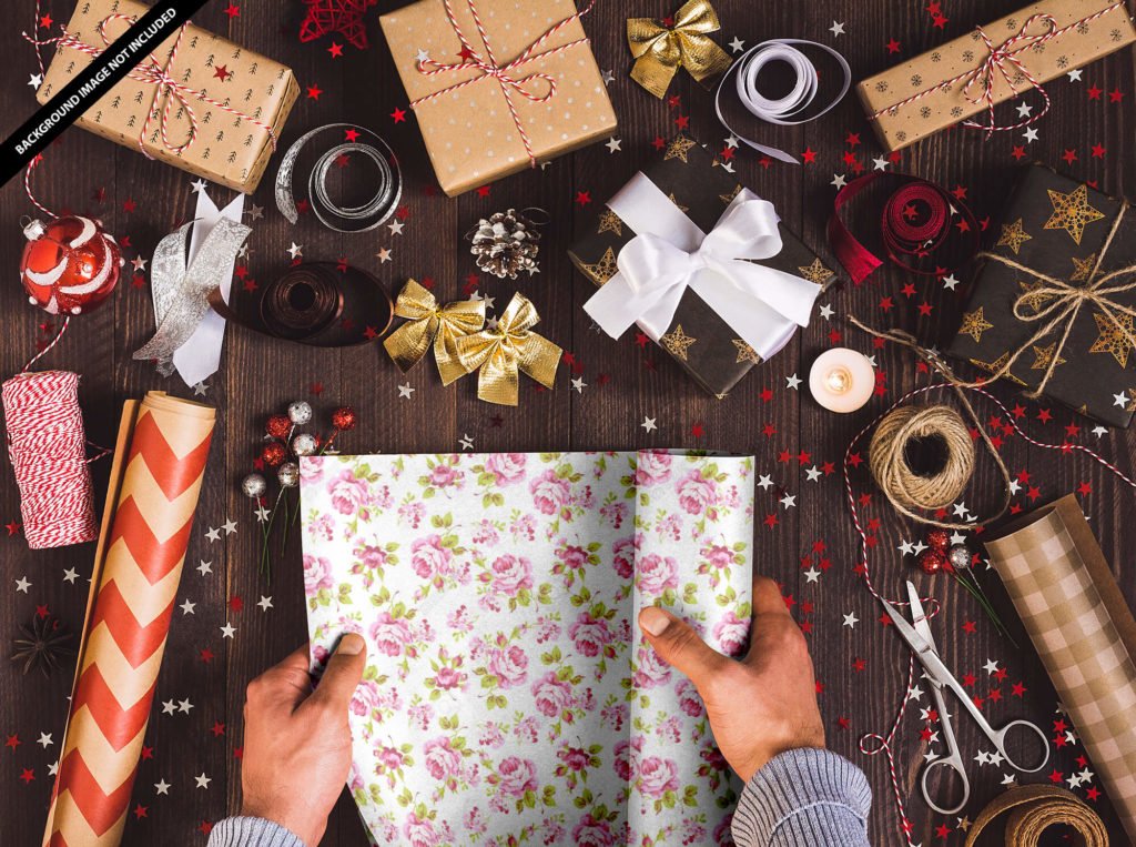 Colorful Gift Wrapping Paper MockUp