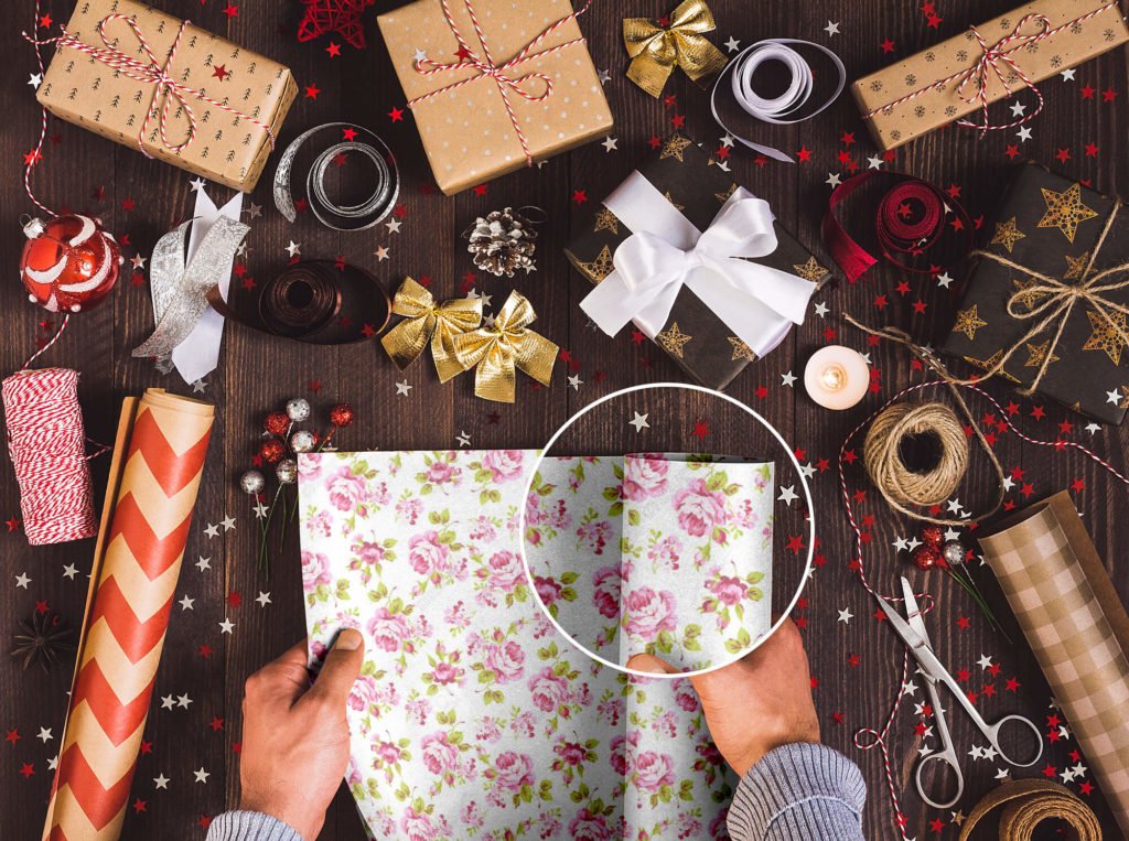 Colorful Gift Wrapping Paper MockUp