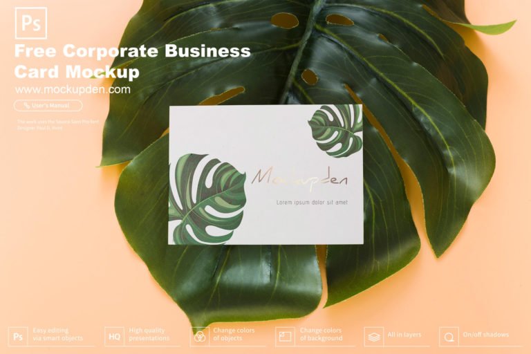 Free Corporate Business Card Mockup PSD Template