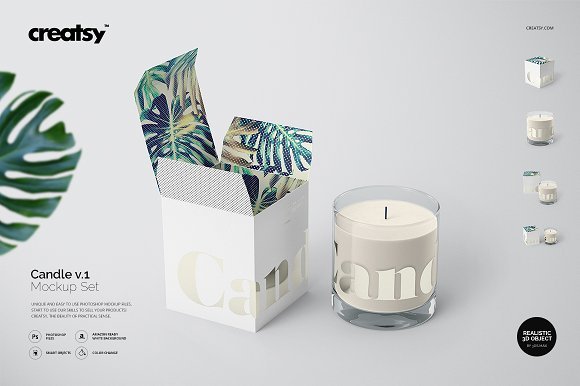Crystal Clear Candle Glass PSD Design