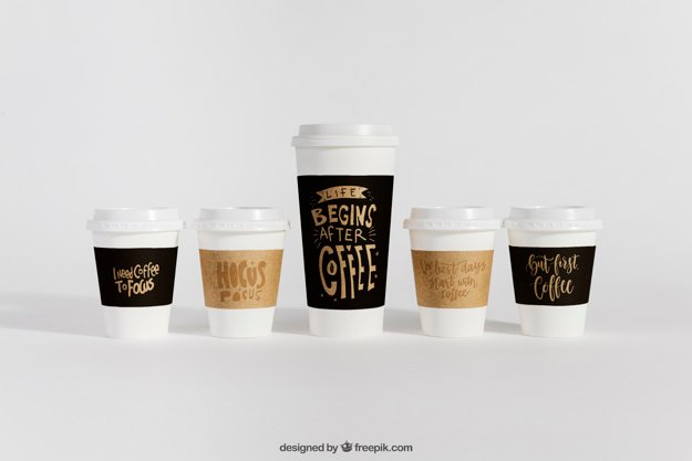 Cups In A White Background Mockup