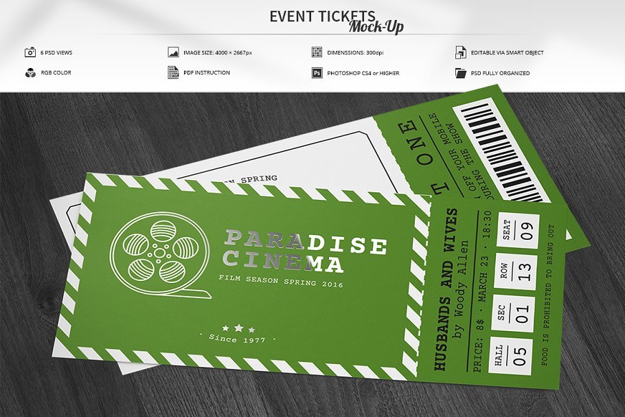Customizable green color ticket illustration