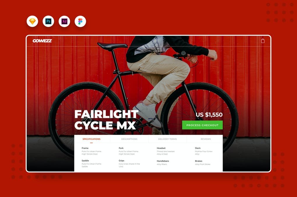 DailyUI.V5 Bike Product Detail Website Landing