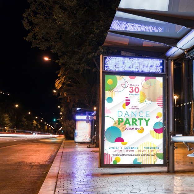 Dance party street billboard mockup