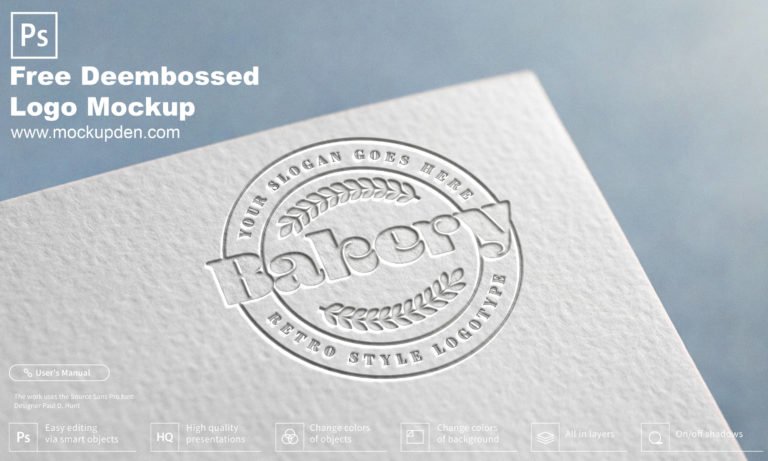 Free Embossed Logo Mockup PSD Template