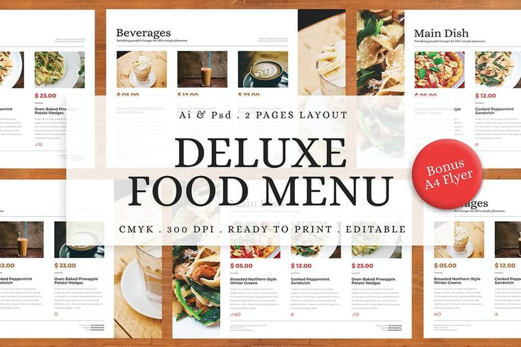 Deluxe Food Menu + Bonus A4 Flyer