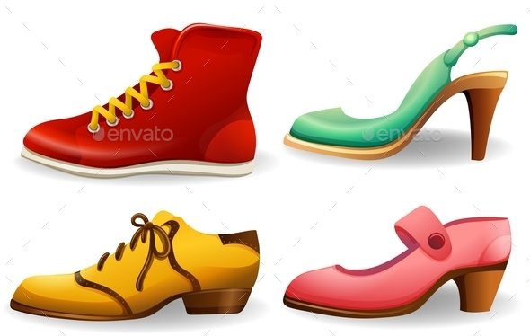 Different Designs Of Shoes Vector