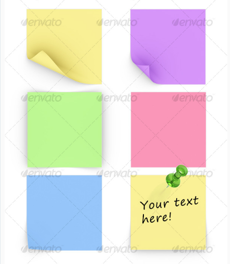 Different Sticky Notes with Push Pin Photo