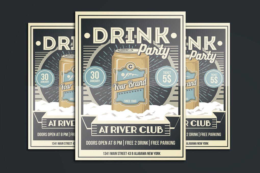 Drink Party Promotion A4 Flyer Mockup