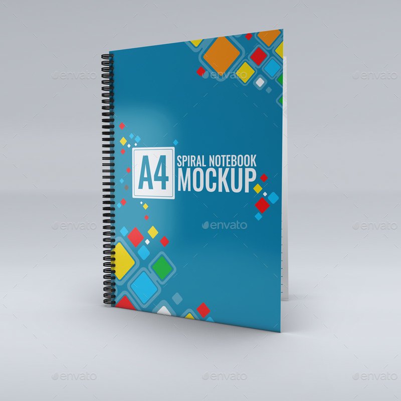 Editable A4 Spiral PSD Notebook Design Mockup