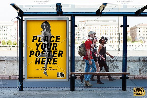 Editable Bus Station Poster Mockup