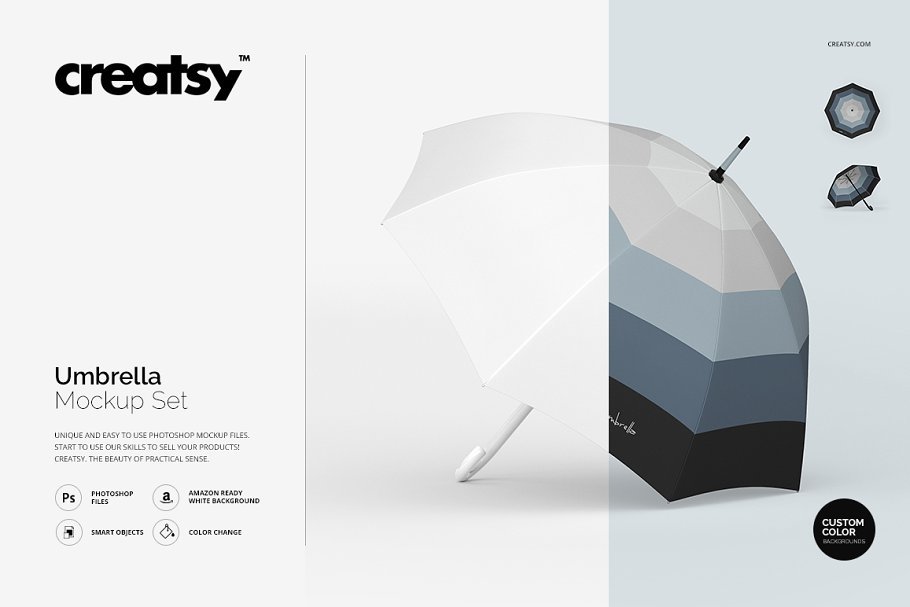 Editable Sets Of Umbrella PSD Mockup.