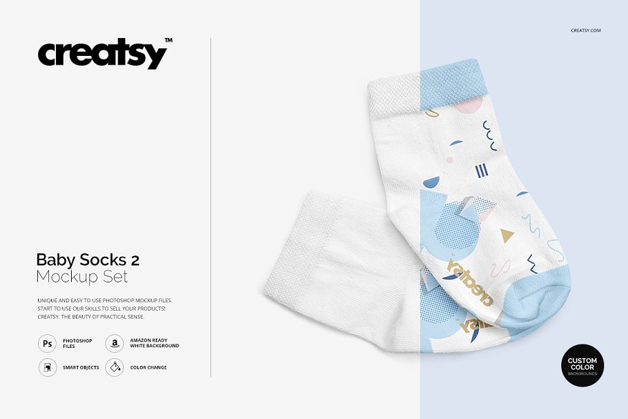 Editable Socks For Baby Mockup.
