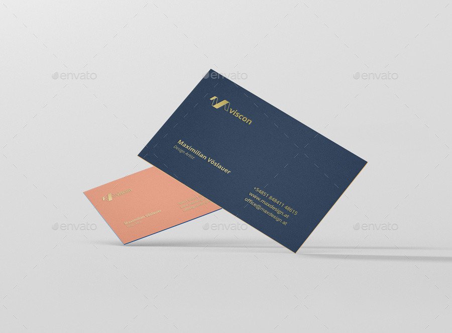 Elegant Blue And Orange Color Two Embossed Business Card PSD