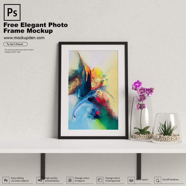 Free Elegant Photo Frame Mockup PSD Template