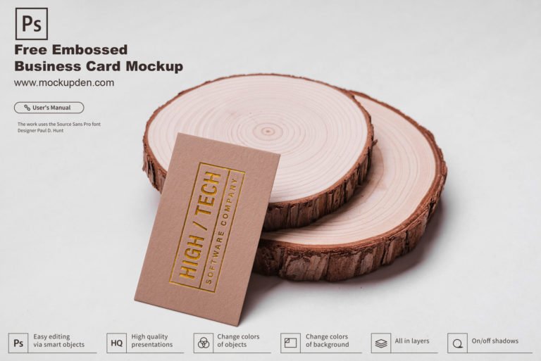 Free Classic Embossed Business Card Mockup PSD Template