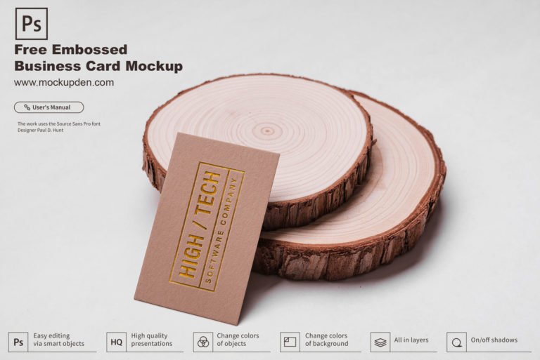 Free Embossed Business Card Mockup PSD TemplateFree Embossed Business Card Mockup PSD Template