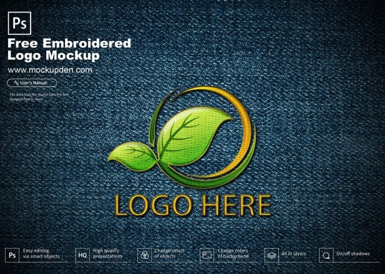 Free Embroidered Logo Mockup PSD Template