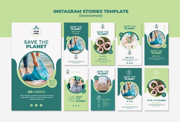 Environment instagram stories template mock-up Free Psd