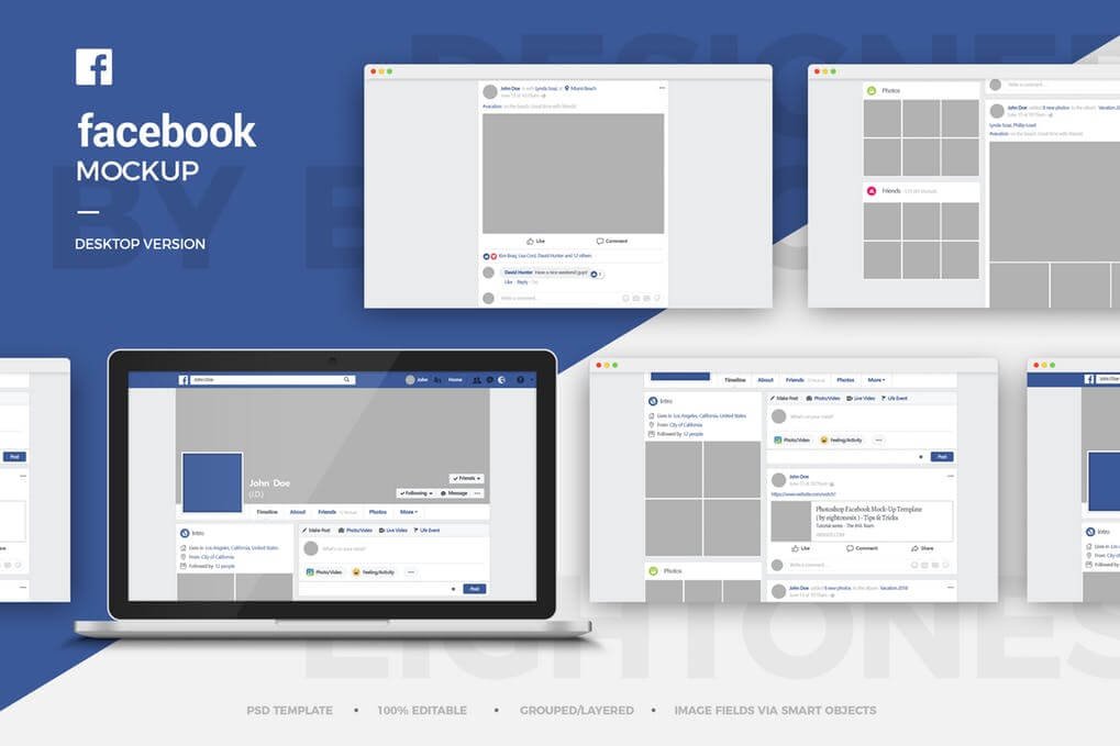 Facebook Open On Desktop Screen Template