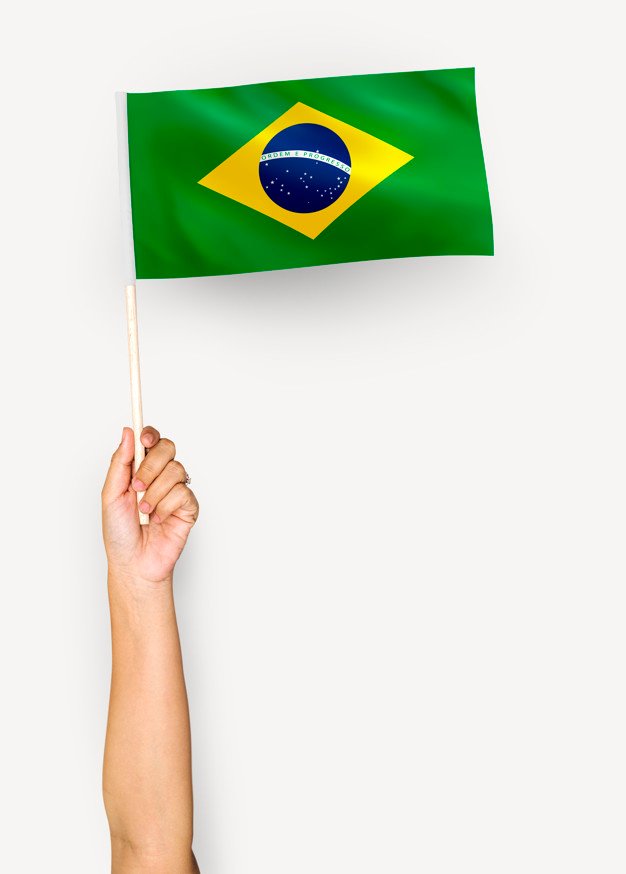 Flag Of Brazil Waving Mockup.