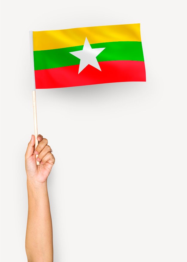 Flag Of Union Myanmar Mockup.