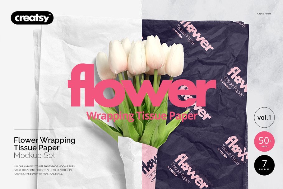 Flower Wrapping Paper Mockup Set
