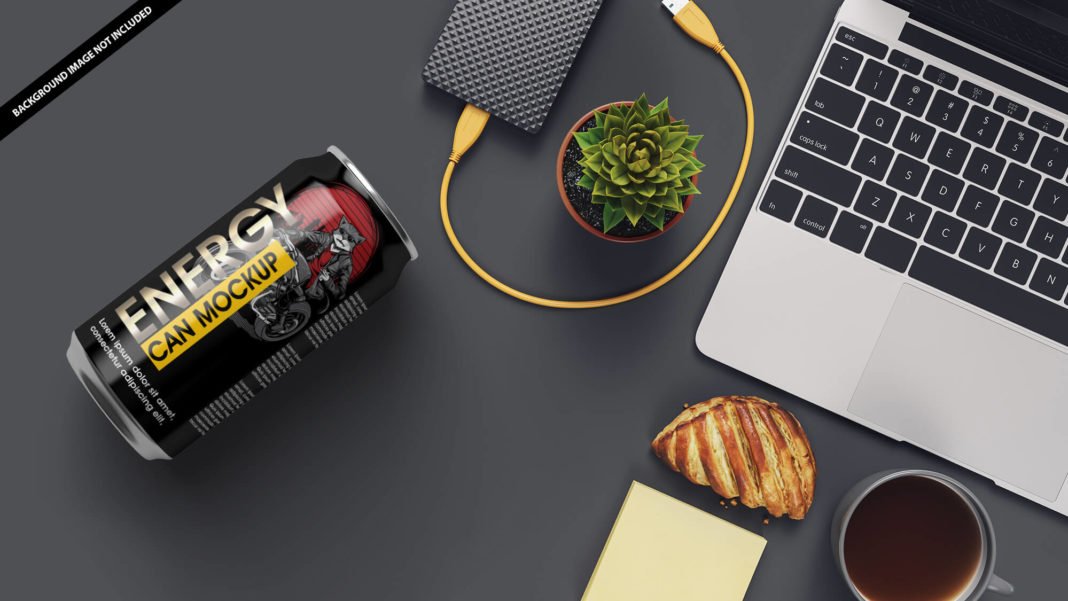 Download Free Energy Drink Can Mockup PSD Template | Mockup Den