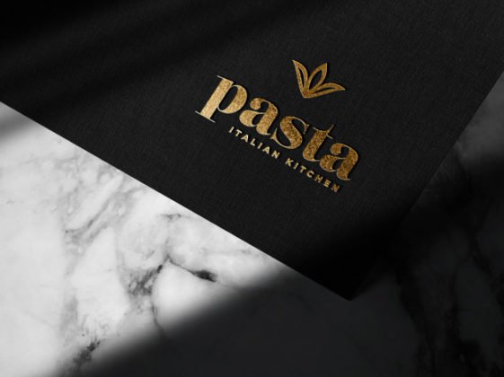 Download Free Luxury Embossed Gold Logo On Black Paper Mockup PSD