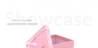 Free Pink Gift Box Mockup PSD Template