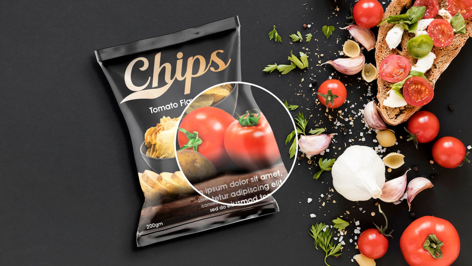Download Free Tomato Chips Packet Mockup PSD Template | Mockup Den