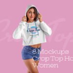 Free Women Crop Top Hoodie Mockup PSD Template