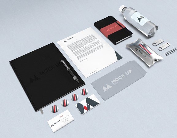 Free letter head mockup with stationery items