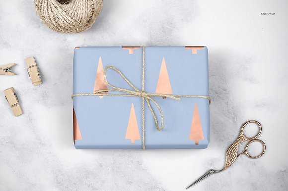 Gift Box Wrapped PSD Mockup