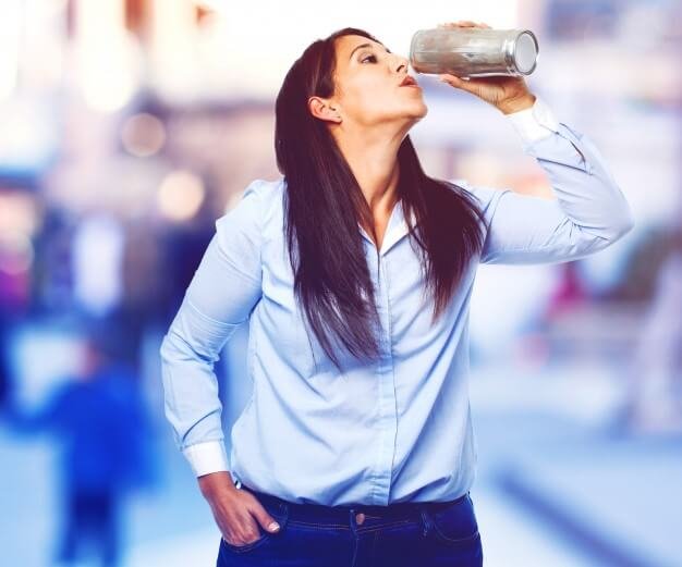 Girl Drinking Soda/Beer From Can PSD File Illustration