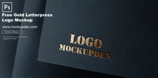 Free Gold Letterpress Logo Mockup PSD Template