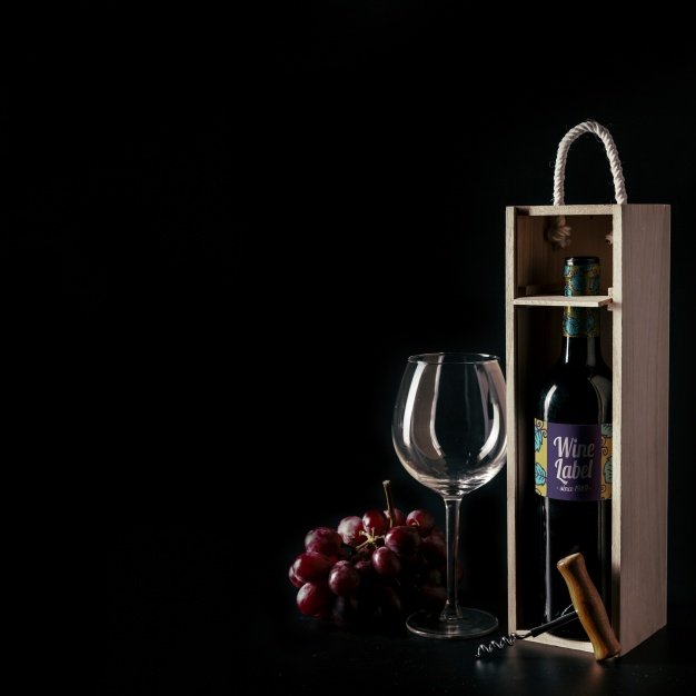 Grape Wine Box With Glass Design Template