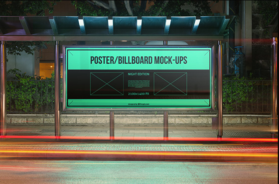 Green Color Roadside Billboard Mockup PSD Design