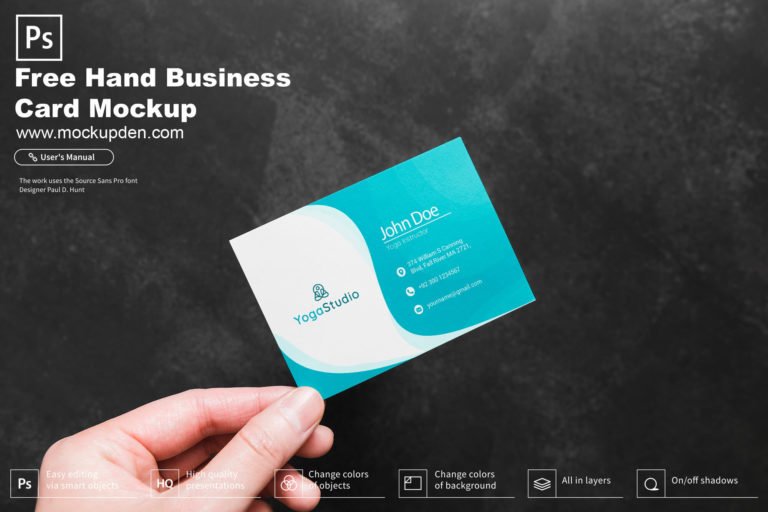 Free Hand Holding Business Card Mockup PSD Template