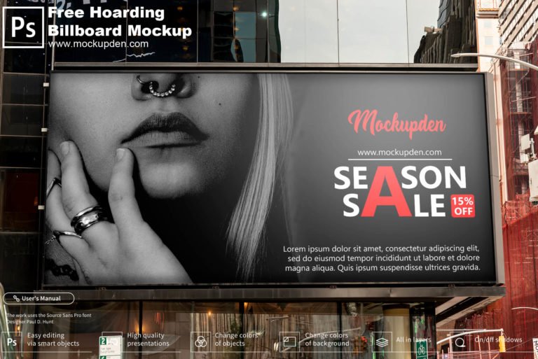 Free Hoarding Billboard Mockup PSD Template