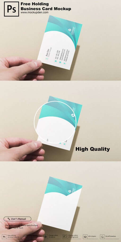 Free Holding Business Card Mockup PSD Template