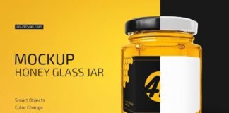 Honey Glass Jar Mockup