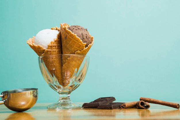 Ice Cream glass holding ice cream cones Mockup